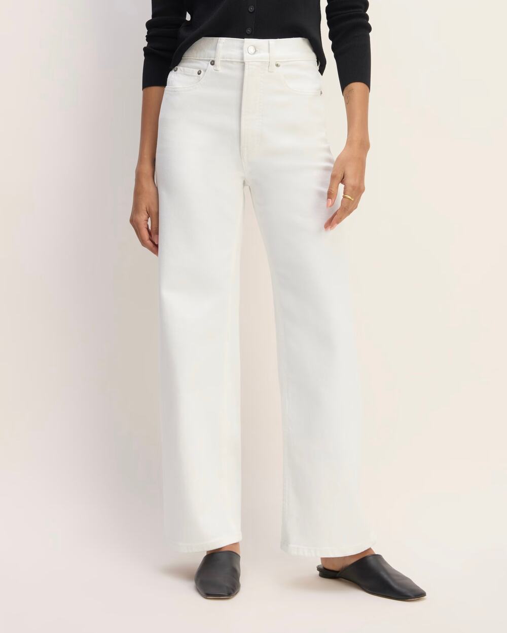NWT Everlane The Way-High Sailor Jean High-Rise Wide-Leg In White 25 Regular